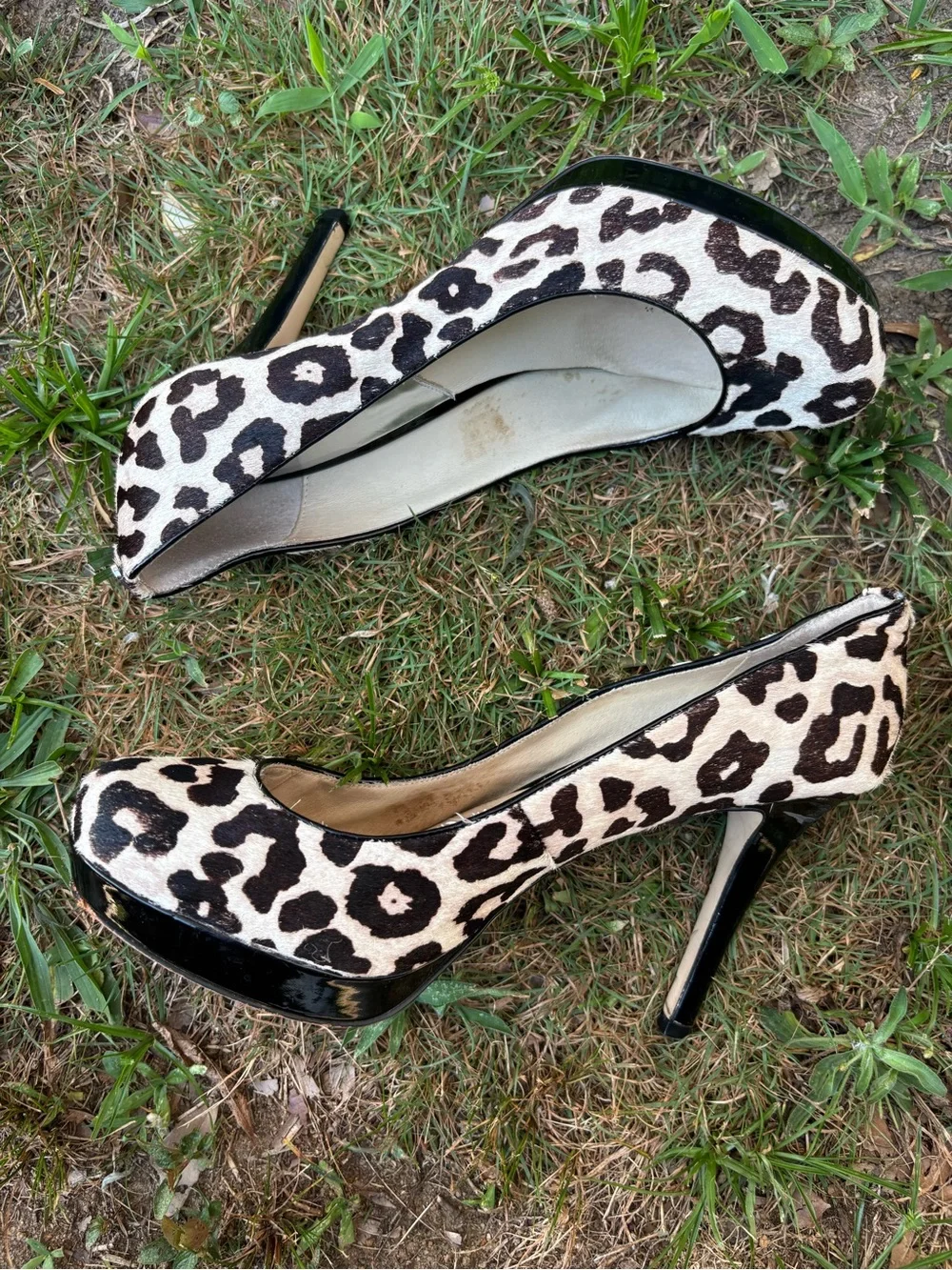 Michael Kors Leopard Print Platform Pumps - Black & Cream
